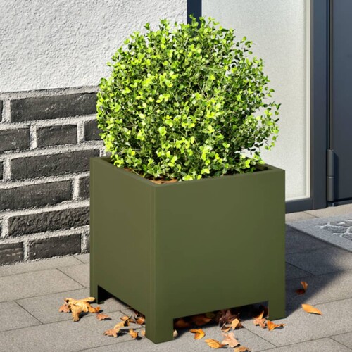 vidaXL Vrtne sadilice 2 kom maslinastozelene 30x30x30 cm čelične