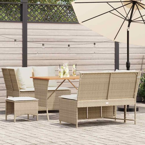 vidaXL 5-dijelni vrtni set sofa s jastucima bež od poliratana