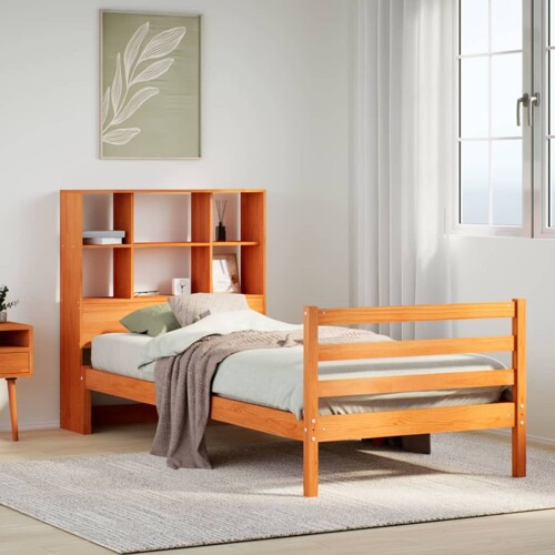 vidaXL Krevet s regalom za knjige bez madraca 75 x 190 cm masivno drvo