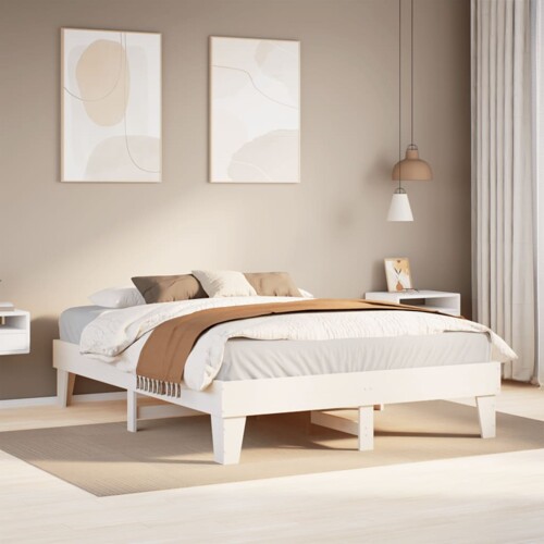 vidaXL Okvir kreveta bez madraca bijeli 140 x 190 cm masivna borovina