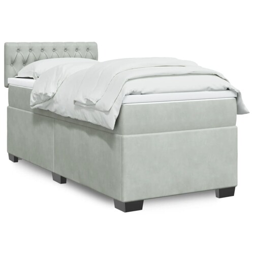 vidaXL Box spring krevet s madracem svjetlosivi 90x190 cm baršunasti