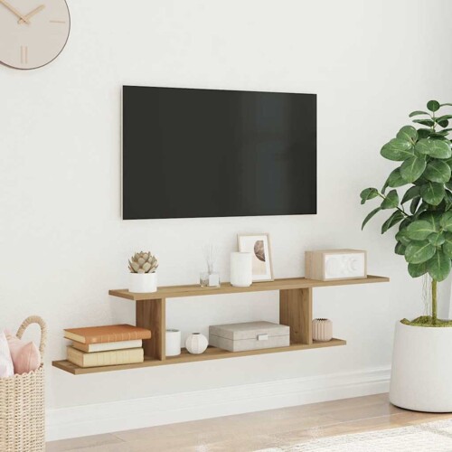 vidaXL Zidna TV polica boja hrasta 125x18x23 cm konstruirano drvo