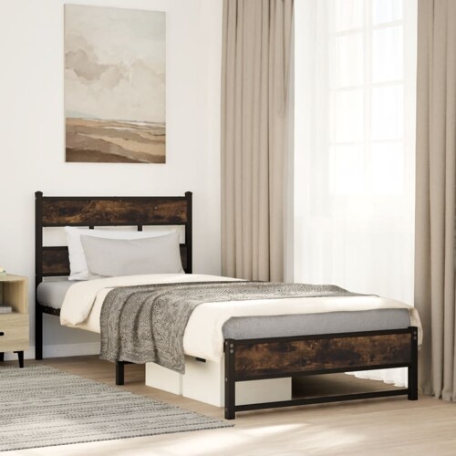 vidaXL Metalni okvir kreveta bez madraca boja hrasta 100x190 cm