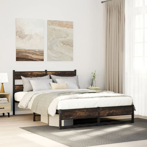 vidaXL Metalni okvir kreveta bez madraca boja hrasta 140x200 cm