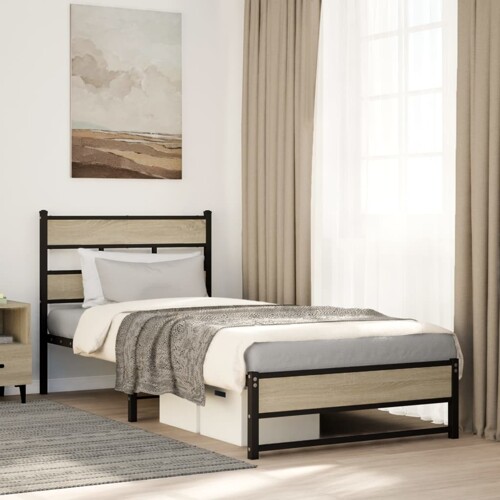 vidaXL Metalni okvir kreveta bez madraca boja hrasta sonome 90x200 cm