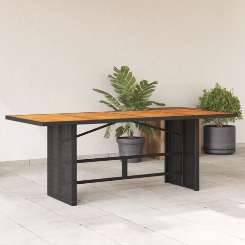vidaXL Vrtni stol s pločom od drva bagrema crni 190x80x75 cm poliratan