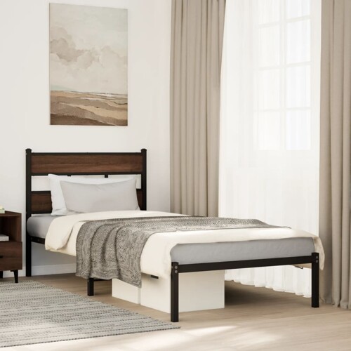 vidaXL Okvir kreveta bez madraca s uzglavljem boja hrasta 80x200 cm