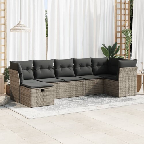 vidaXL 7-dijelni set vrtnih sofa sivi od poliratana