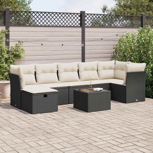 vidaXL 8-dijelni set vrtnih sofa od poliratana s jastucima crni