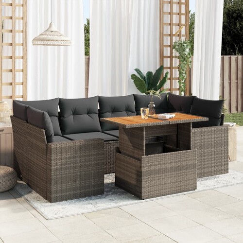 vidaXL 7-dijelni set vrtnih sofa sivi od poliratana