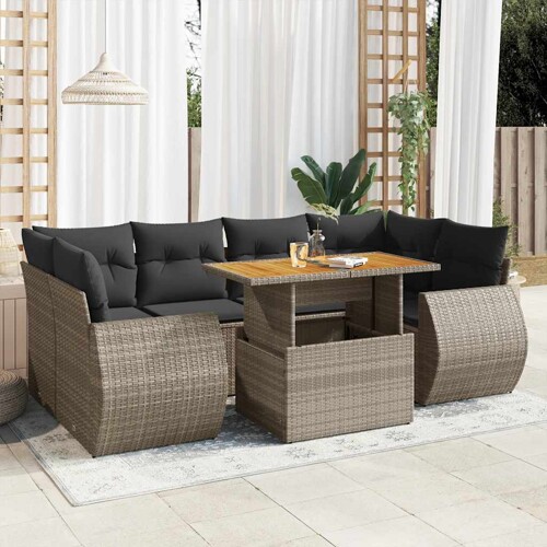 vidaXL 7-dijelni set vrtnih sofa sivi od poliratana