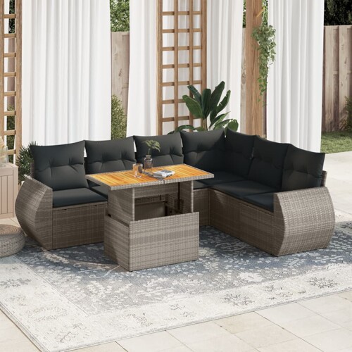 vidaXL 7-dijelni set vrtnih sofa sivi od poliratana