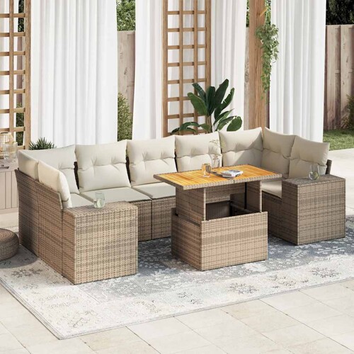 vidaXL 8-dijelni set vrtnih sofa od poliratana s jastucima bež
