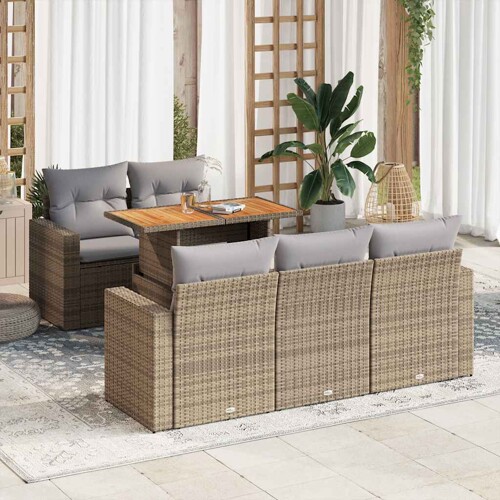 vidaXL 6-dijelni set vrtnih sofa s jastucima bež od poliratana
