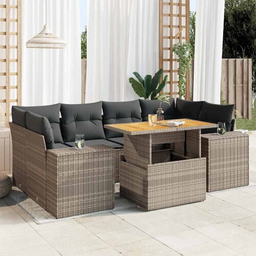 vidaXL 7-dijelni set vrtnih sofa sivi od poliratana