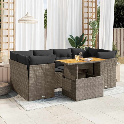 vidaXL 7-dijelni set vrtnih sofa sivi od poliratana