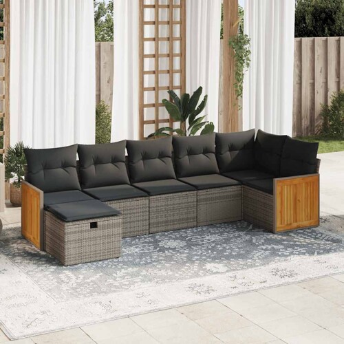 vidaXL 7-dijelni set vrtnih sofa sivi od poliratana