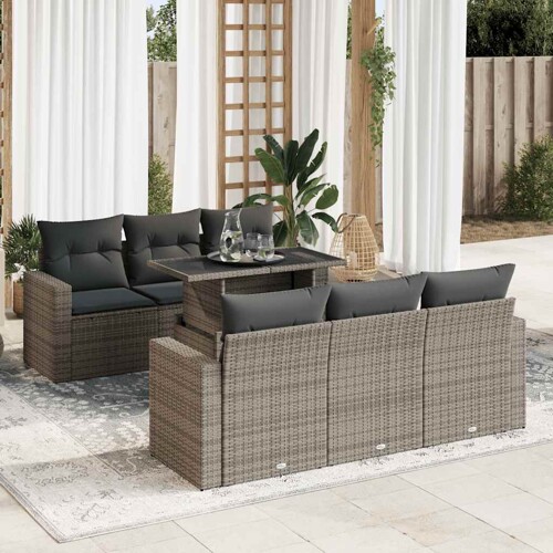 vidaXL 7-dijelni set vrtnih sofa sivi od poliratana