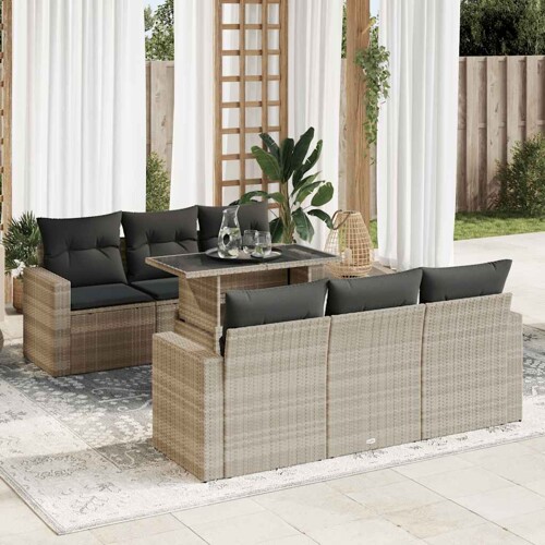 vidaXL 7-dijelni set vrtnih sofa svjetlosivi od poliratana