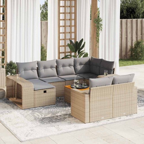 vidaXL 11-dijelni set vrtnih sofa od poliratana s jastucima bež