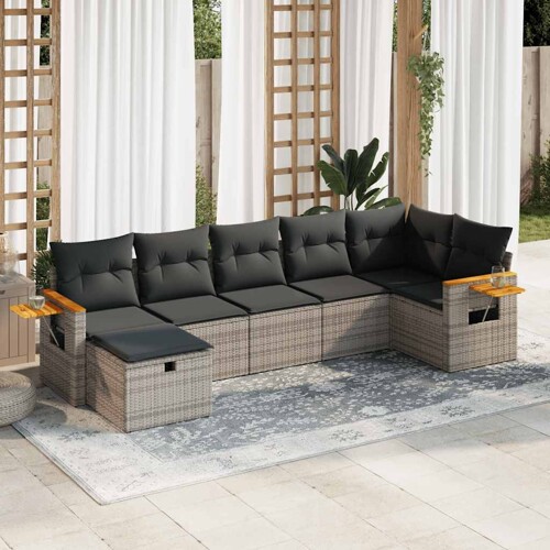 vidaXL 7-dijelni set vrtnih sofa sivi od poliratana