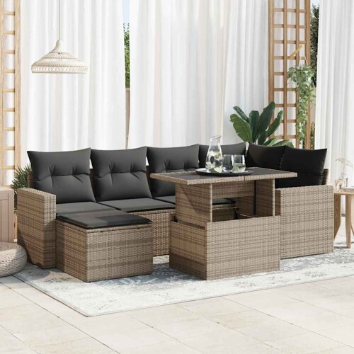 vidaXL 7-dijelni set vrtnih sofa sivi od poliratana