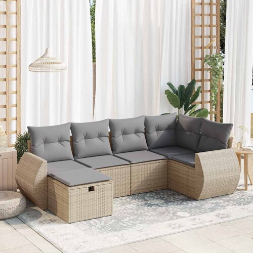 vidaXL 6-dijelni set vrtnih sofa s jastucima bež od poliratana