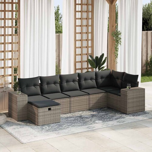 vidaXL 7-dijelni set vrtnih sofa sivi od poliratana