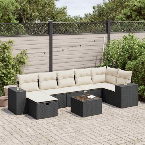 vidaXL 8-dijelni set vrtnih sofa od poliratana s jastucima crni