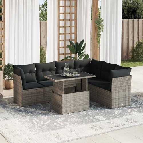 vidaXL 7-dijelni set vrtnih sofa sivi od poliratana