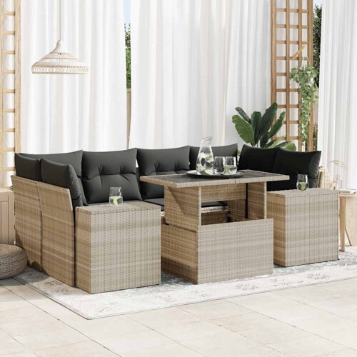 vidaXL 7-dijelni set vrtnih sofa svjetlosivi od poliratana