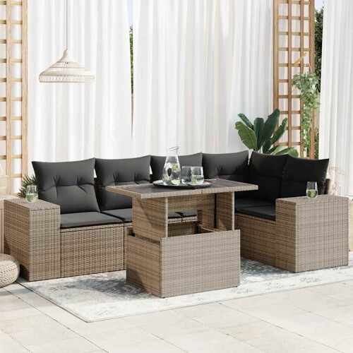vidaXL 6-dijelni set vrtnih sofa od poliratana s jastucima sivi