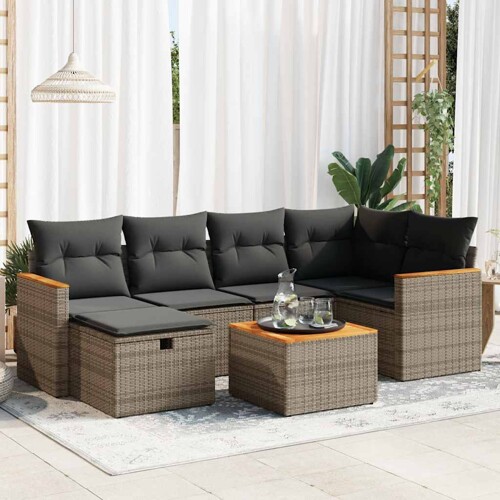 vidaXL 7-dijelni set vrtnih sofa sivi od poliratana