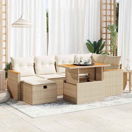 vidaXL 8-dijelni set vrtnih sofa od poliratana s jastucima bež