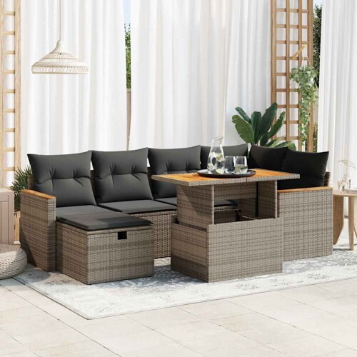vidaXL 8-dijelni set vrtnih sofa od poliratana s jastucima sivi