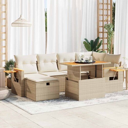 vidaXL 8-dijelni set vrtnih sofa od poliratana s jastucima bež