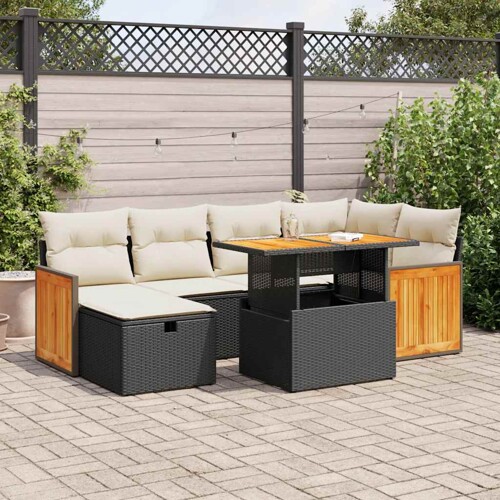vidaXL 8-dijelni set vrtnih sofa od poliratana s jastucima crni