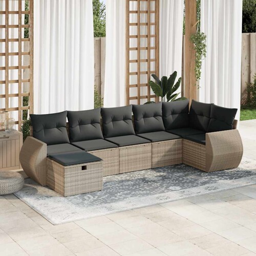 vidaXL 7-dijelni set vrtnih sofa svjetlosivi od poliratana