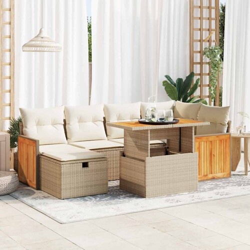 vidaXL 8-dijelni set vrtnih sofa od poliratana s jastucima bež
