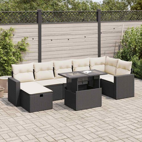 vidaXL 8-dijelni set vrtnih sofa od poliratana s jastucima crni