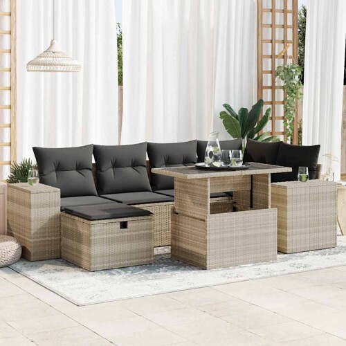 vidaXL 8-dijelni set vrtnih sofa od poliratana s jastucima svjetlosivi