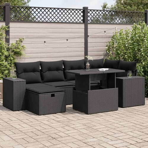 vidaXL 8-dijelni set vrtnih sofa od poliratana s jastucima crni