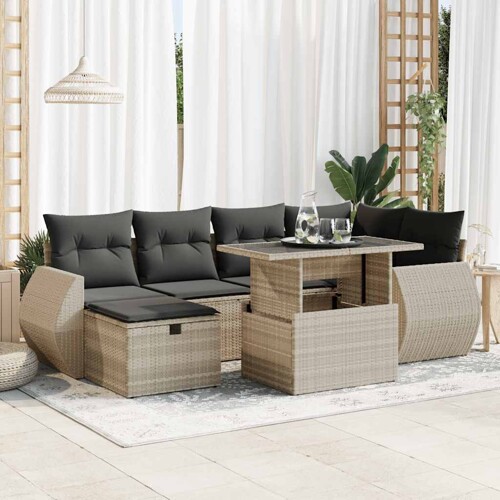 vidaXL 7-dijelni set vrtnih sofa svjetlosivi od poliratana