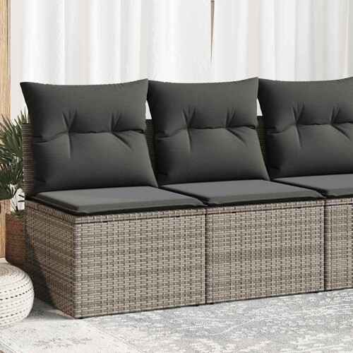 vidaXL 2-dijelni set vrtnih sofa poliratan i bagrem s jastucima sivi