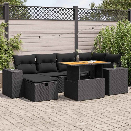 vidaXL 8-dijelni set vrtnih sofa od poliratana s jastucima crni bagrem