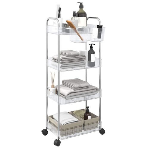 vidaXL Kolica za pohranu 4 nivoa prozirna 37x28x95 cm akril