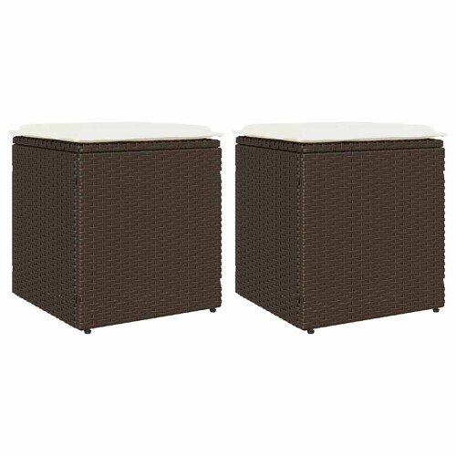 vidaXL Vrtni stolci s jastucima 2 kom smeđi 40x40x43 cm poliratan