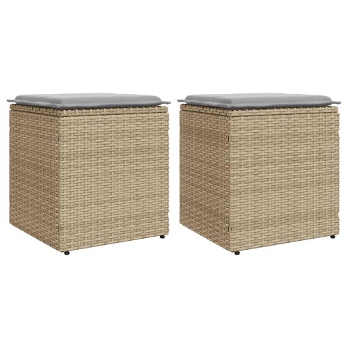 vidaXL Vrtni tabure s jastucima 2 kom bež 40x40x43 cm poliratan