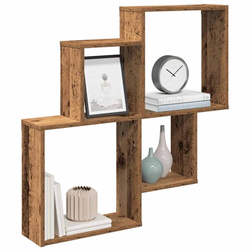 vidaXL Zidna polica staro drvo 80x15x78,5 cm konstruirano drvo