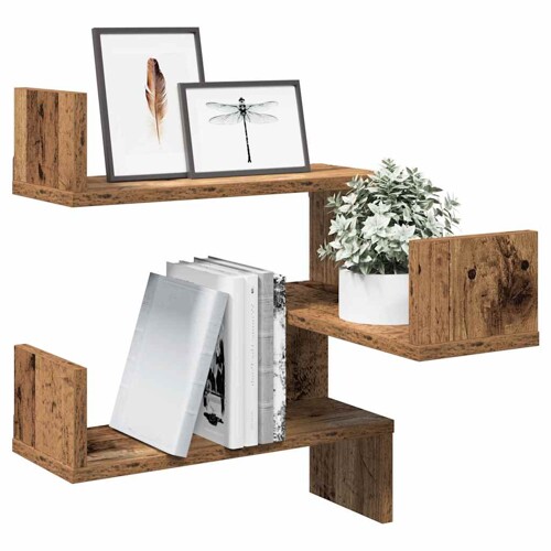 vidaXL Zidna kutna polica staro drvo 40x40x49,5 cm konstruirano drvo